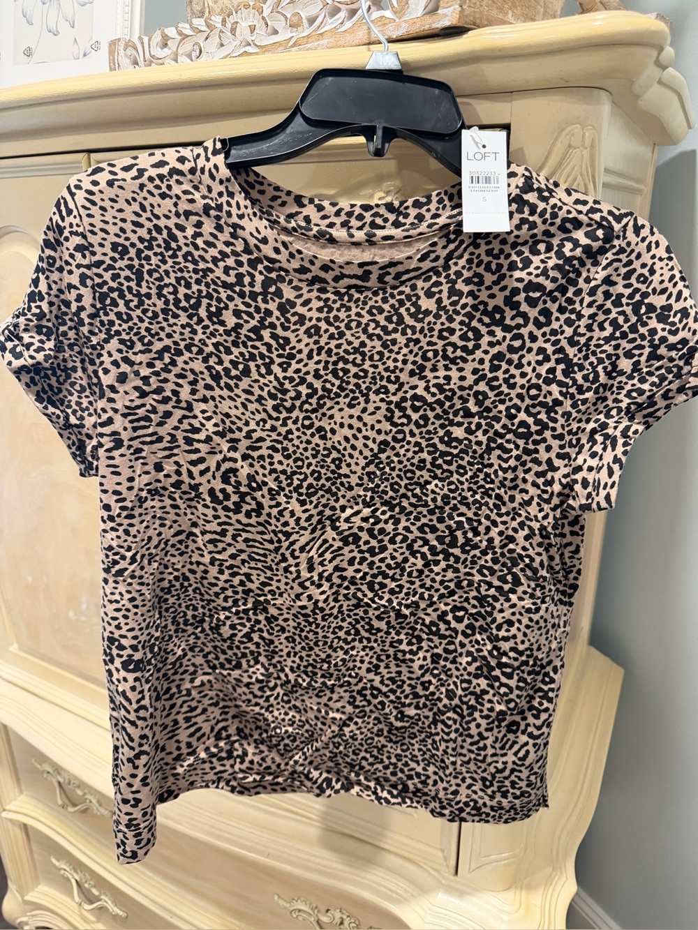 LOFT Leopard Print Short Sleeve Tee in Blush and Black